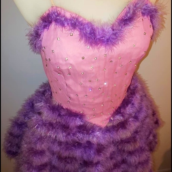 Unique Vintage Marabou Feather & Diamond Dress - Picture 4 of 10